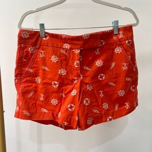J. Crew Red Nautical Print Women's Cargo Shorts
